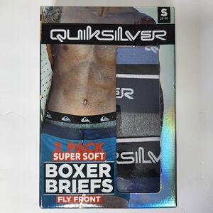 Quicksilver 3 Pack Mens Small Super Soft Boxer Briefs Fly Front Tag Free Blue